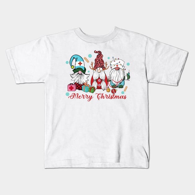 Nurse Gnomes Merry Christmas Kids T-Shirt by art4everyone
